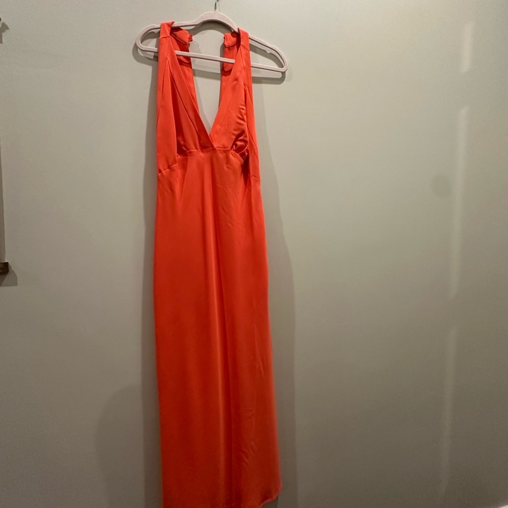 Mango Bright Orange Sleeveless Dress